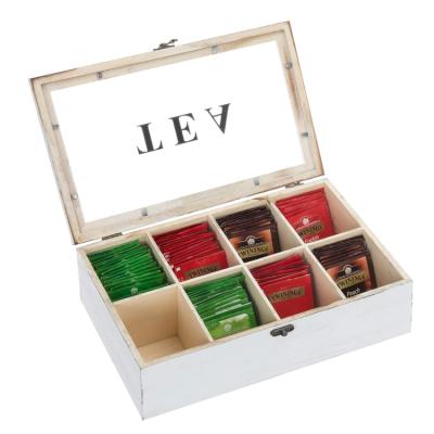 China 8 Compartments Disposable Natural White Storage Organizer Vintage Tea Box Wooden Organizer for sale