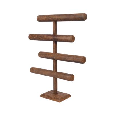 China Eco - Friendly 4 Tier Natural Light Brown Showcase Vintage Wooden Jewelry Display for sale