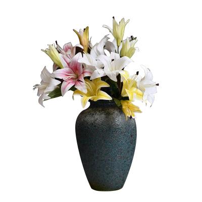 China Decorative Flower Wedding Decor 3D-printed Fabric Fake Lilies, Dry Flowers and Bouquets for TV Cabinet Home Decoration for sale