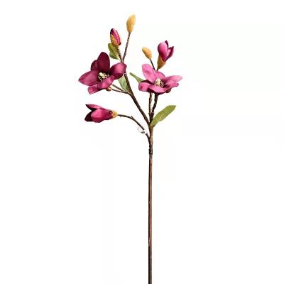 China Home Decoration Decoration Flowers Wholesale 4 Artificial Real Touch 4 Chef Fork Magnolia Manual Simulation Orchid Home Hotel Decoration for sale