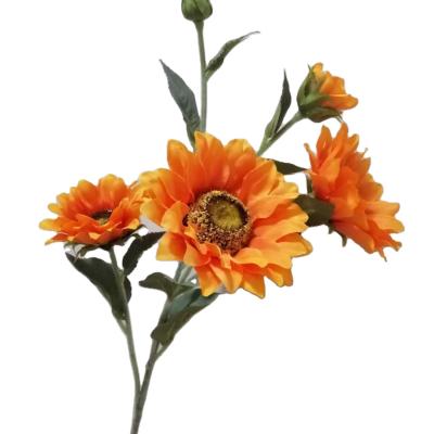 China Decorative Flower Wedding Decor Selling Wholesale 5 Branches High Quality Artificial Sunflower 65cm Artificial Sunflower for sale