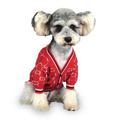 China Viable Apparel Logo Teddy Schnauzer Name Brand Popular Pet Cardigan Knit Winter Dog Sweater Clothes for sale