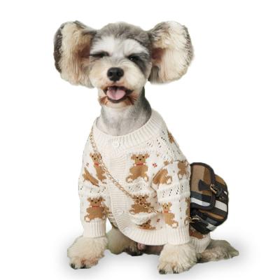 China High End Fancy Sustainable Valentine Cartoon Cardigan Fashionable Knitted Sweater Dog Coats Pet Clothes for sale