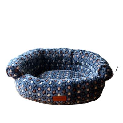 China 2020 Wholesale High Quality Waterproof Cotton Comfortable Washable Puppy Sofa Woven Pet Basket Bed Breathable for sale