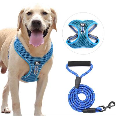 China High Quality Thoughtful Large Dog Pet Chest Stocked Adjustable Mesh Dog Harness Vest With Leash for sale