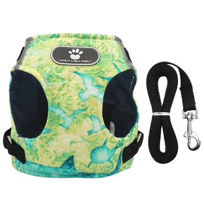 China Breathable Adjustable Breathable Nylon Leash Reversible Walking Harness Colorful Printing Vest For Dogs for sale