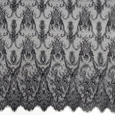 China Sustainable Elegant Eyelash French Lace Fabric Chantilly Fabric For Garment for sale