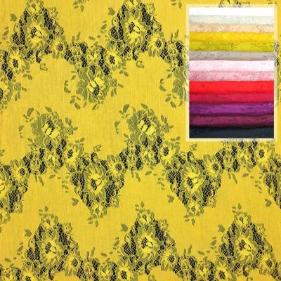 China Stocklot Sustainable Multicolors High Quality Nylon Lace Fabric Gold Yellow for sale