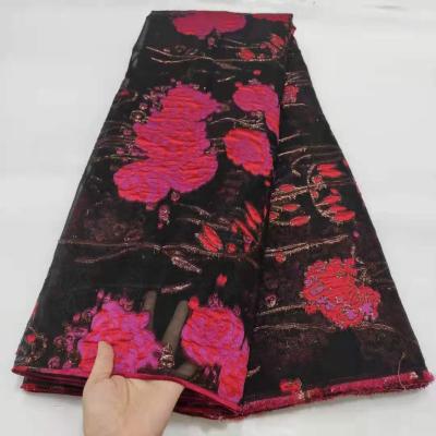 China Newest Viable Polyester Floral Silk Brocade Jacquard Fabric For Evening Dresses for sale