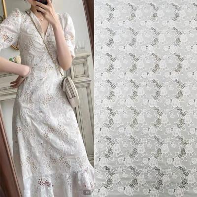 China Women Breathable Dresses Wholesale Embroidery Chiffon Flower Fabric For Shirt for sale