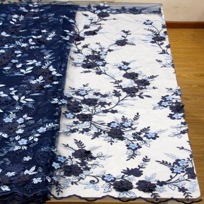 China Sustainable 3d Flower Lace Fabric Luxury African Handmade Beads for sale