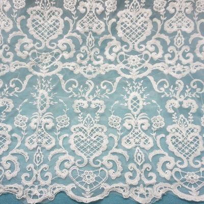 China Viable Wholesale Cheap Bridal White Organza Lace Fabric Embroidery for sale