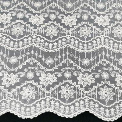 China Sustainable export quality garment fashion cotton lace fabric white linen net for sale