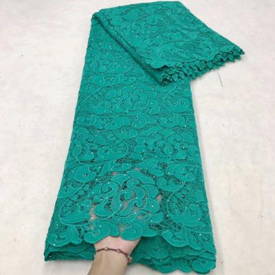 China Sustainable Elegant Dress African Green Floral Luxury Lace Fabric 2020 Stone for sale