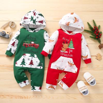 China Wholesale New Kids 95%cotton Clothes Babies Christmas Clothes Boys Hooded Long Sleeve Climbing Romper for sale