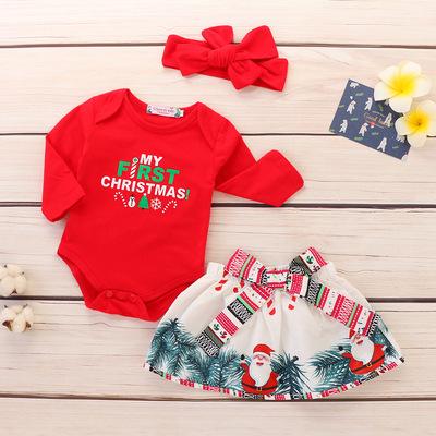 China Cotton Newborn Baby Clothes Newborn Baby Clothes Overalls Jumpsuit Red Print Romper Long Sleeve for sale