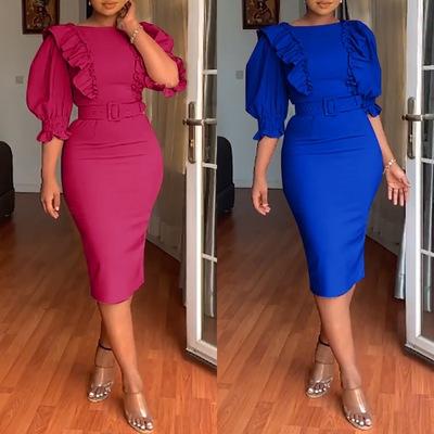 China European and American Anti-wrinkle fashion plus size African women's clothing half sheath temperament large size dress for sale