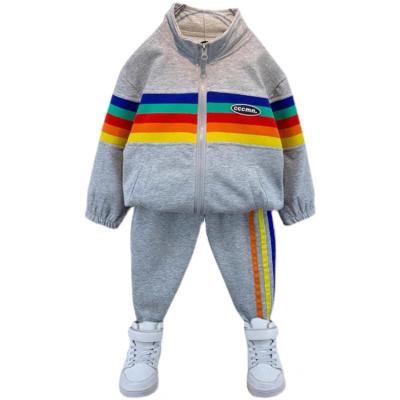 China Foreign trade hot sale anti-shrink new custom made children's rainbow colors baby boy clothes set for sale