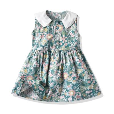 China Breathable Kids Casual Dress Party Pinafore High Quality Flower Dress Sleeveless Floral Babies Dress for sale