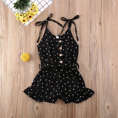 China Wholesale Fashion Ruffle Overalls Clothes Girls Organic Knitted Romper 99% Cotton Fabric Kids Sleeveless Romper for sale