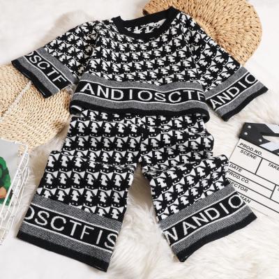 China Spring Autumn Kids Girl Designer Clothes Fashion Sets Letter Cotton Teams Children Two Piece Set for sale