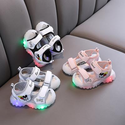 China 2021 New Light Double Buckle Kids Sandals Baby Boy Children Sports Shoes Non-slip Outdoor Girls Beach Walking Sandal for sale