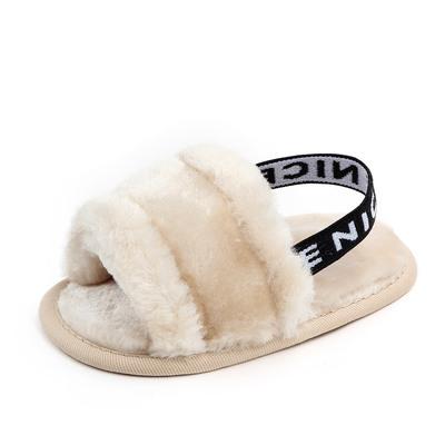 China Usb 2021 spring and autumn sale baby furry slippers toddler sandals warm elastic baby shoes indoor indoor outdoor hairy slippers for sale