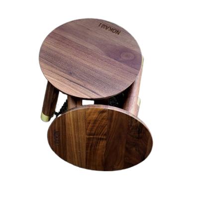 China Black Walnut Color Customized Exquisite Luxury Stool High Quality Round Stool for sale