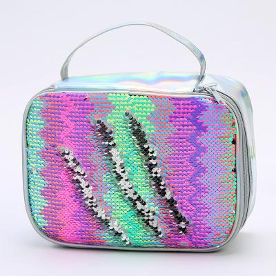 China New Style Waterproof Sequin Insulated Bag Children's Portable Lunch Bag Student Supplies Kid Lunch Bag for sale