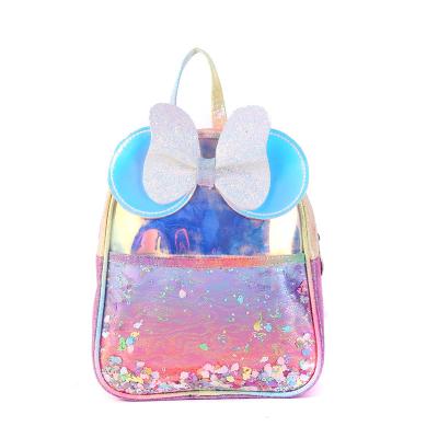 China Factory Supply New Waterproof Bowknot Rainbow Laser Backpack Children's School Bag Cartoon Backpack for sale