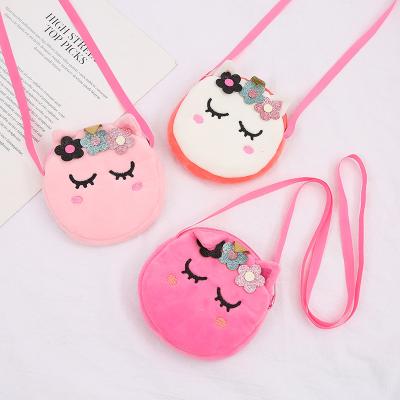 China 2021 Newest Cartoon Unicorn Plush Colorful Waist Bag Soft Daily Bag for sale