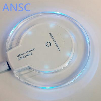 China Cheap direct wholesale mobile phone round transparent wireless charging base wireless charging transmitter for cell phones for sale