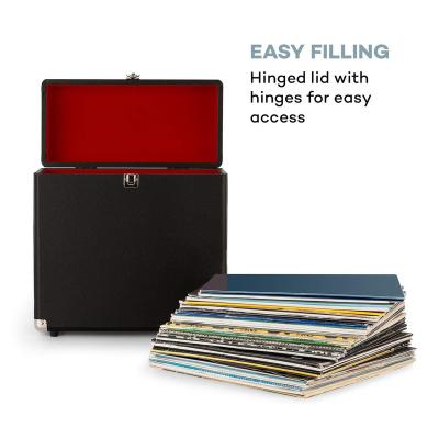 China PU Leather Vinyl Record Carrier Case with Soft Touch, Storage Box Suitable for 30+ Albums Turquoise for sale