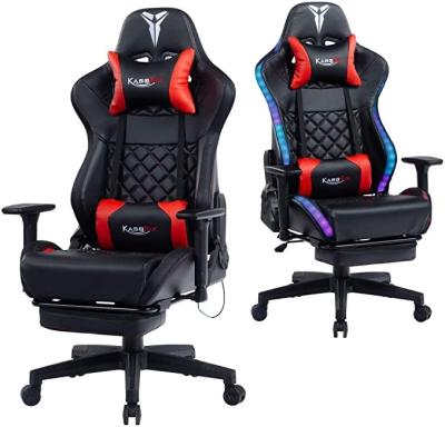 China RGB LED Adjustable Back High PC Ergonomic (Height) Gaming Chair with Lights and Speakers for sale