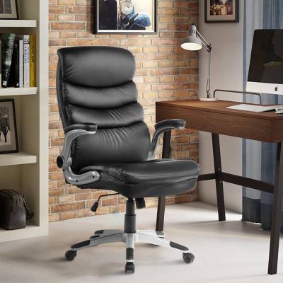 China (Height) 9997 Adjustable Thick Cushion Seat Office Swivel Boss Chair With Flip Up Padded Armrest for sale