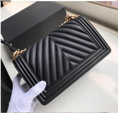 China Luxury Good Quality Genuine Leather Dress Herringbone Shoulder Bag Handbags For Women Designer Purse Brand Caviar Chain Bag Cross - Body Bags for sale