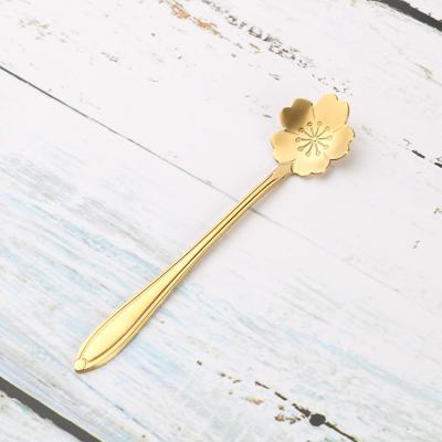 China 2021 New Product 410 Stainless Steel Flower Shaped Spoon 410 Stainless Steel Rose Gold Spoon Exquisite Customization for sale