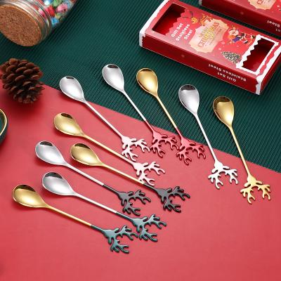 China 2 Pack Christmas Gift Sustainable Creative Stainless Steel Teaspoon for sale