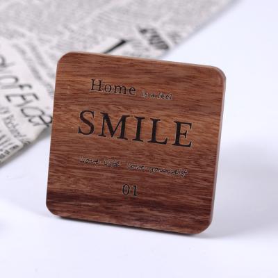 China Viable table protection for Place Logo Natural Acacia Wood Coaster Mat Pad Customized Personalized Round Drinks Coffee Table Table for sale