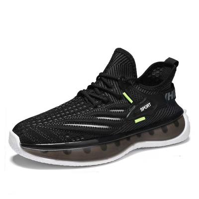 China Newest 2024 Black Flight Woven Breathable Non-slip Jelly Lightweight Chunky Sneakers Shoes Casual Running Sole For Men Sports Shoes for sale