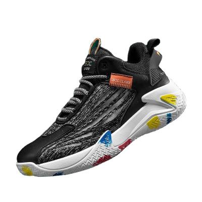 China Fashion Trend Non-Shock Basketball Shoe Upper Breathable Outdoor Basketball Shoes Men High Tops Hot Selling Men's Black Sports High Tops for sale