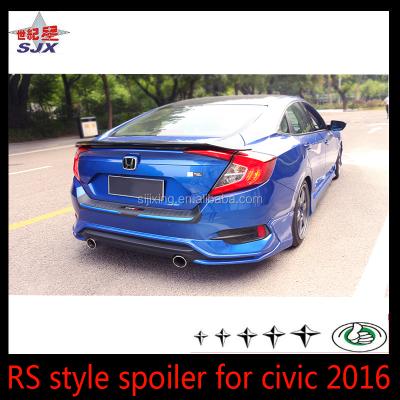 China Rear Spoiler For 2016 Civic ABS High Quality Material With Primer Trunk Spoiler for sale