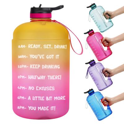 China Large 1 Gallon Viable Portable Sports Jug With Handles 3.87L Gradient Large Capacity Water Bottle With Time Marker for sale