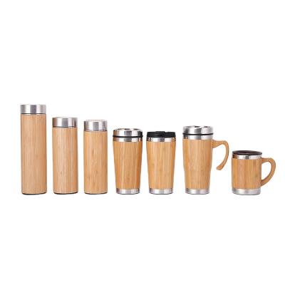 China Custom Logo Insulated Termos Best Selling Business Bamboo Eco-friendly Mug Thicker Fiber Bamboo Coffee Mug Stainless Steel With Lid for sale