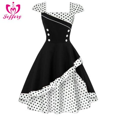 China Retro Anti-wrinkle Women Hepburn Storm Wave Waist Dress Skirt Carnival Theme Hot Burst Dress Dress for sale