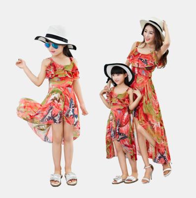 China Amazon Anti-static European Wish Style Hot Selling Mother And Daughter Outfits Matching Dresses for sale