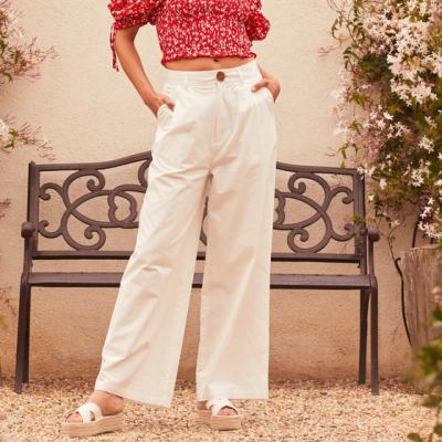 China New Arrival Viable Women's Casual Solid Color Flared Pants White Women's Wide-Leg Pants for sale