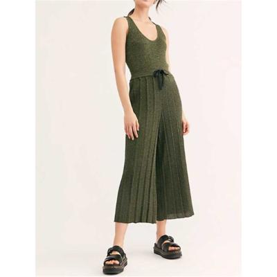 China 2021 Viable New Design Sleeveless Wide Leg Overalls Large Waist Overalls Loose Pants for sale