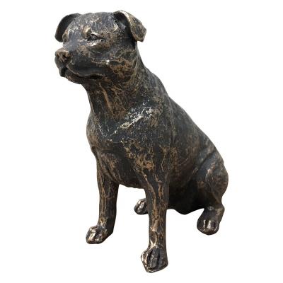 China OEM Resin Imitation Copper Dog Opens Living Room Ornaments Desktop Home Decoration Animal Statue for sale