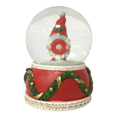 China Europe 65MM Holiday Decorations Transparent People Open Water Ball Resin Opens Christmas Snow Globe Desktop Decoration for sale